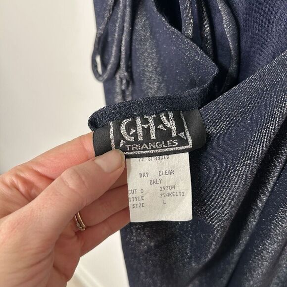 Vintage City Triangles Dress Womens Large Y2K Shimmer Strappy Back Formal Prom - Picture 7 of 9